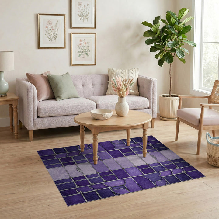 Geometric Modern Purple Geometric Area Rug