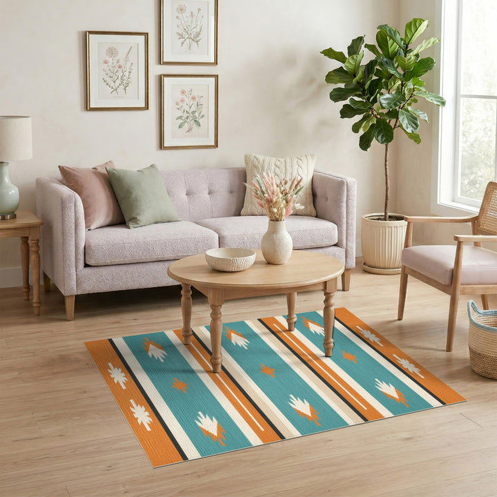 Southwestern Teal Arrowhead Area Rug
