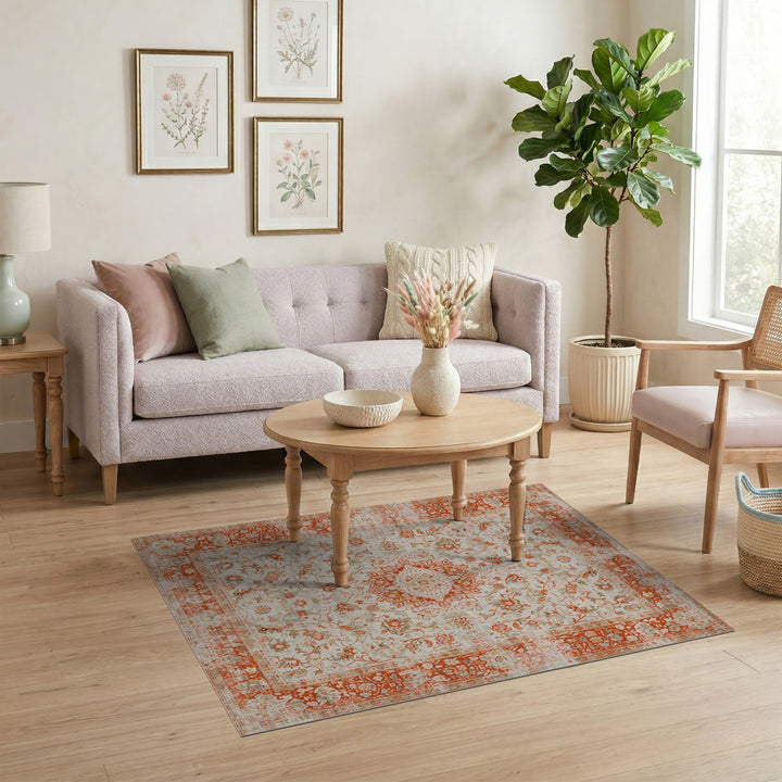 Orange Persian Floral Orange Area Rug