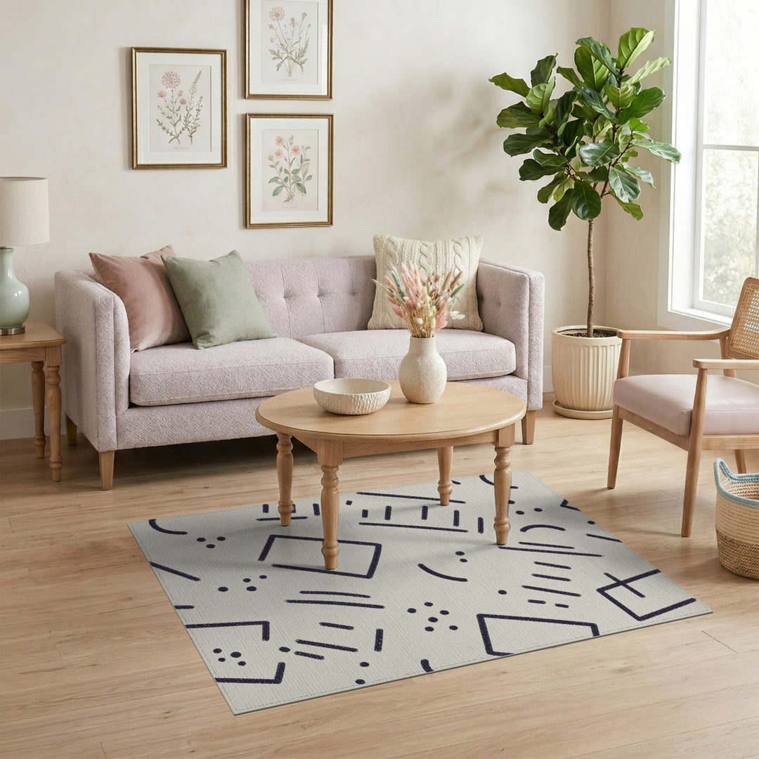 Black White Geometric Area Rug