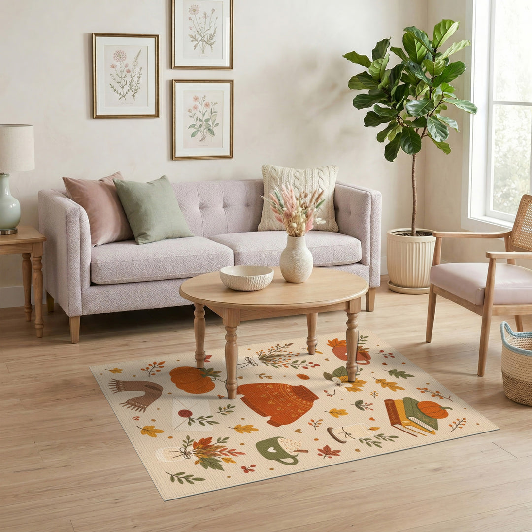 Cozy Autumn Sweater Beige Area Rug
