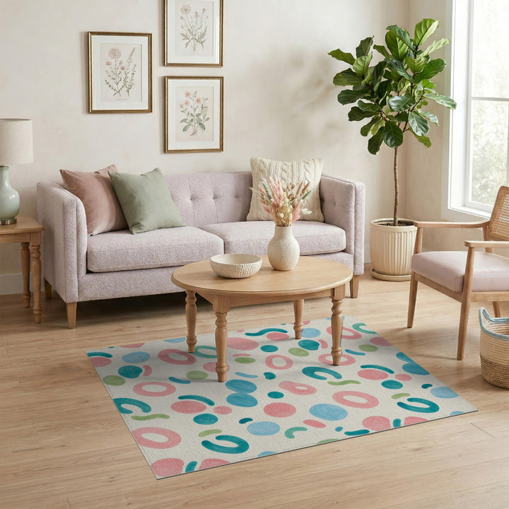 Multi-color and Patterns Abstract Multi-Color Washable Area Rug
