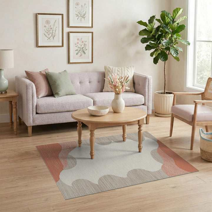 Wave Abstract Orange Wave Area Rug