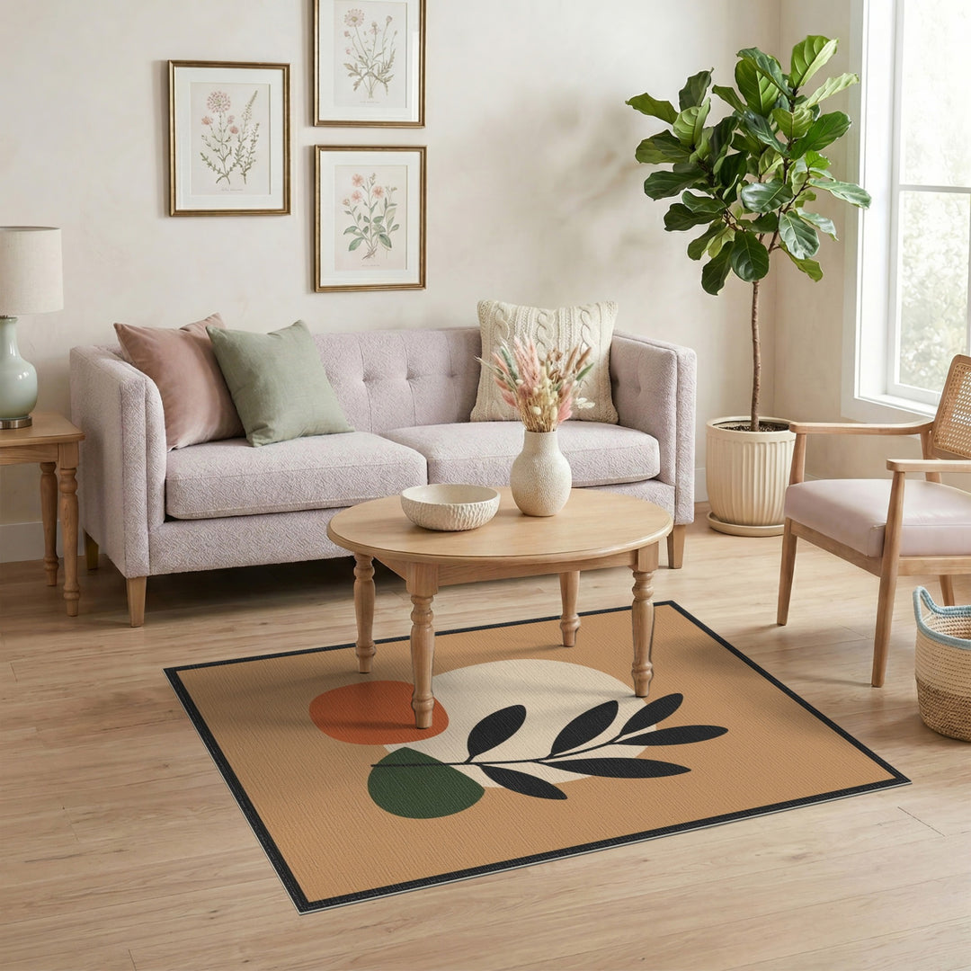 Abstract Area Brown and Tan Abstract Leaf Area Rug in Brown Tan