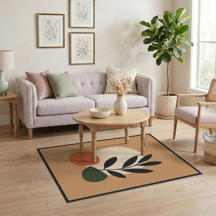Abstract Area Brown and Tan Abstract Leaf Area Rug in Brown Tan