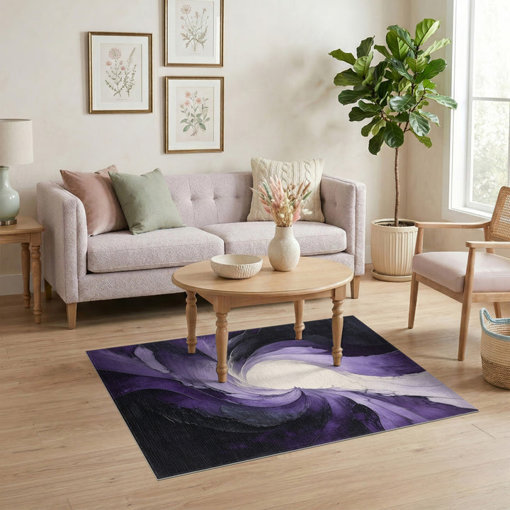 Abstract Area Purple Vortex Swirl Area Rug