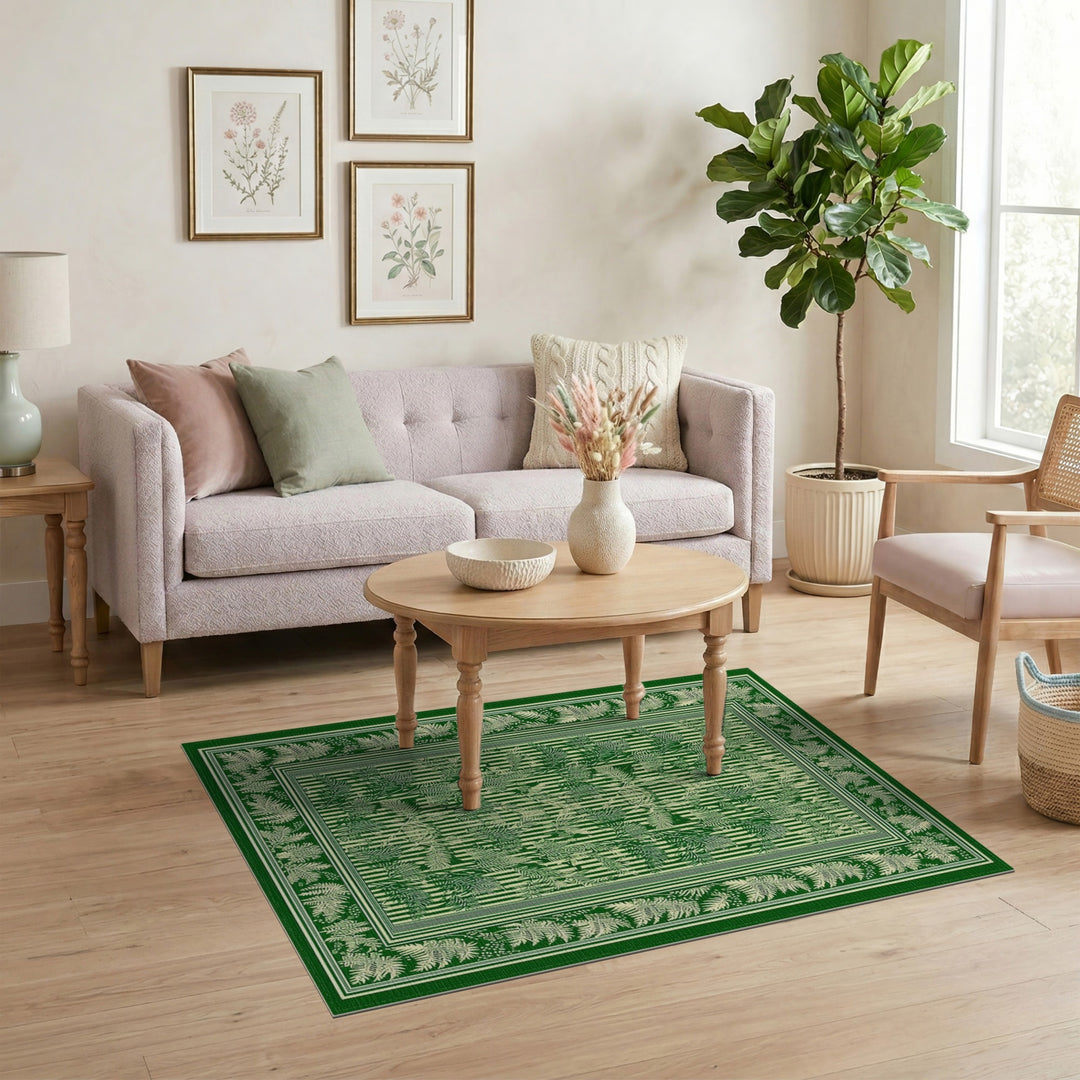 Green Fern Botanical Stripe Area Rug