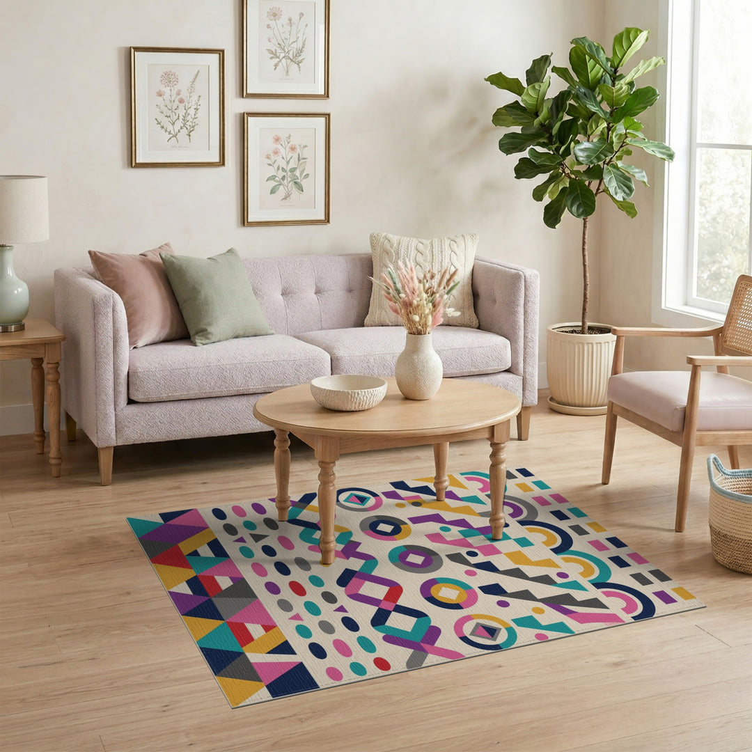 Vivid Multi-Color Geometric Modern Area Rug