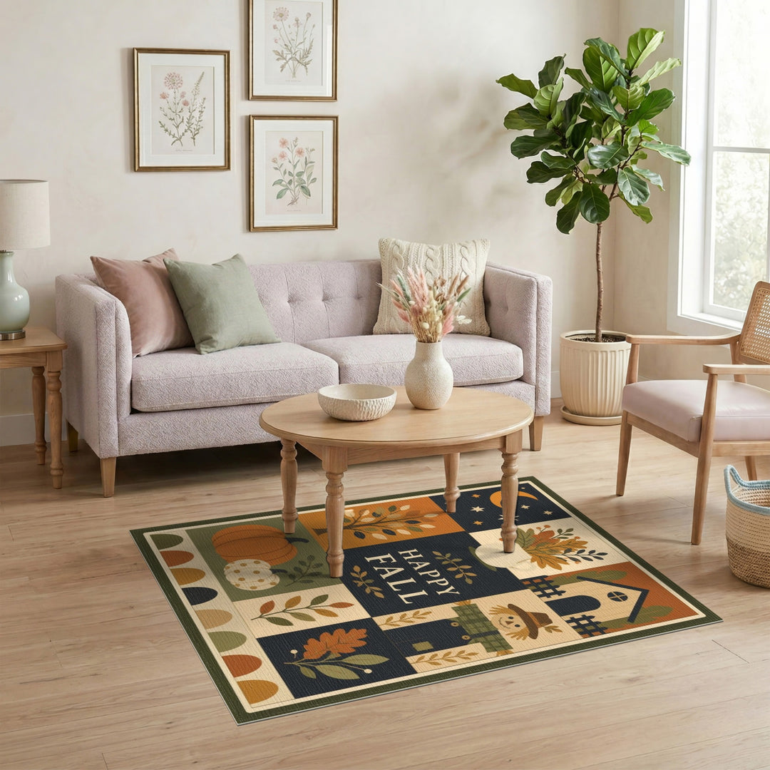 Happy Fall Patchwork Area Rug