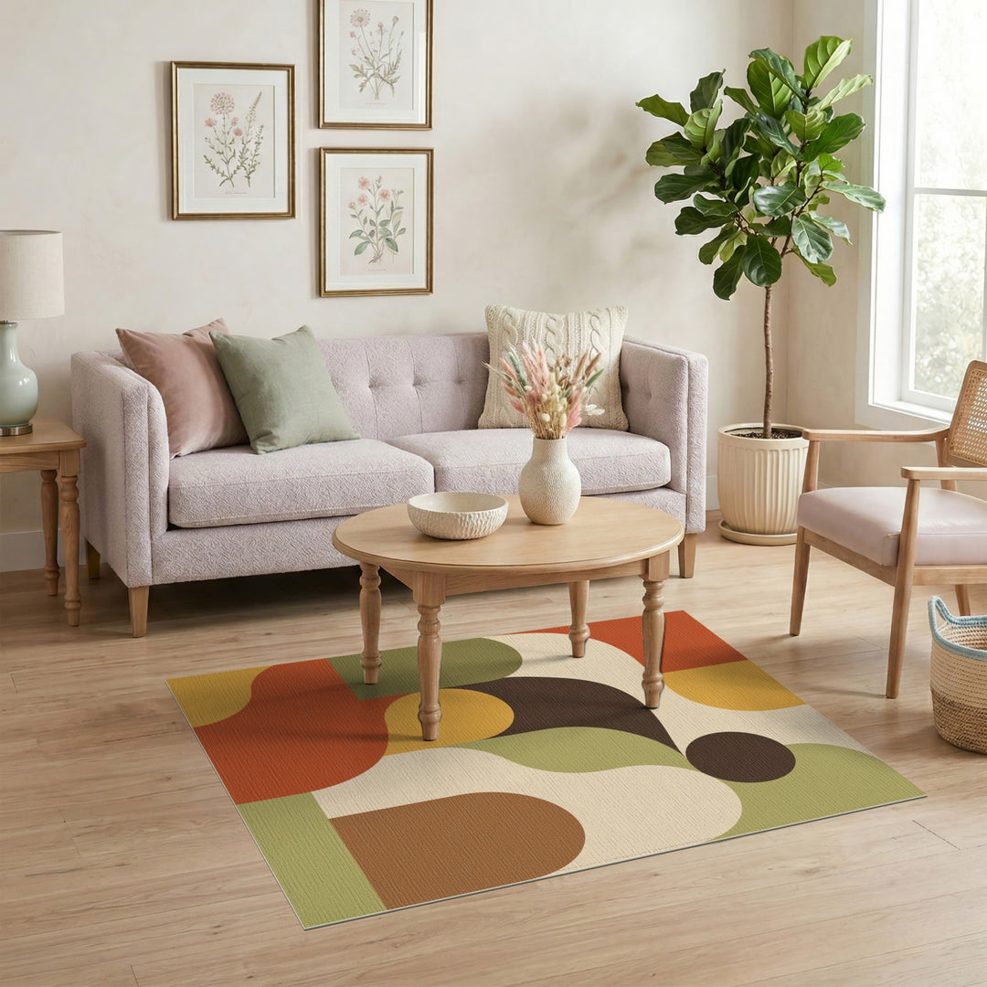 Warm Tone Geometric Area Rug