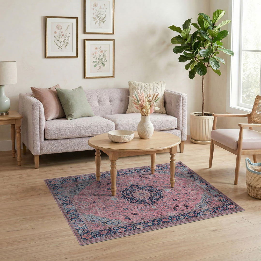 Floral Medallion Pink Persian Floral Medallion Area Rug