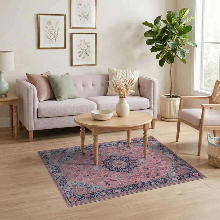 Floral Medallion Pink Persian Floral Medallion Area Rug