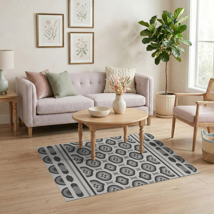 Grey Geometric Modern Area Rug