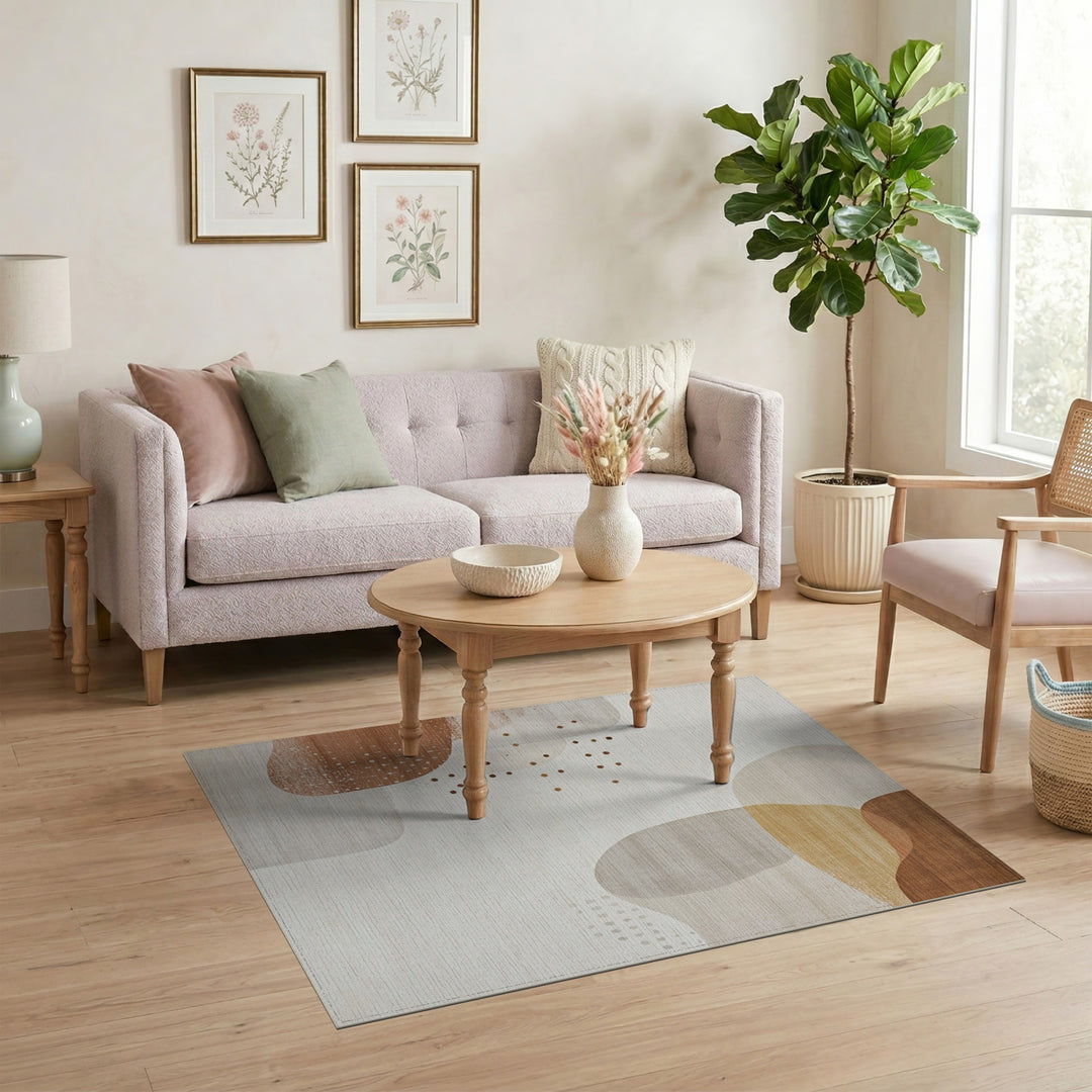 Abstract Neutral Area Rug in Beige and Brown