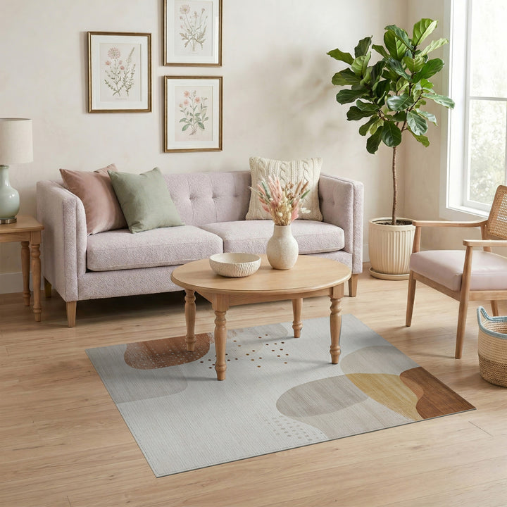 Abstract Neutral Area Rug in Beige and Brown