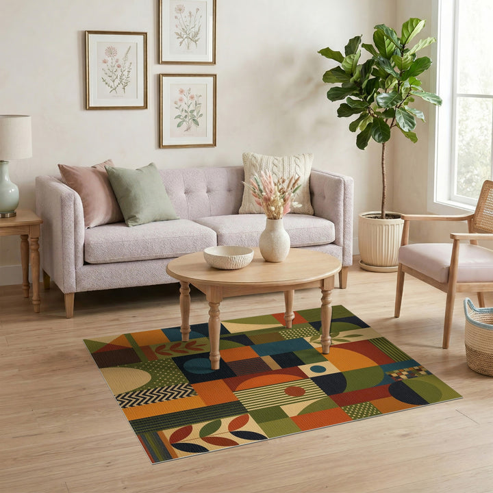 Geometric Modern Multi-Color Geometric Area Rug