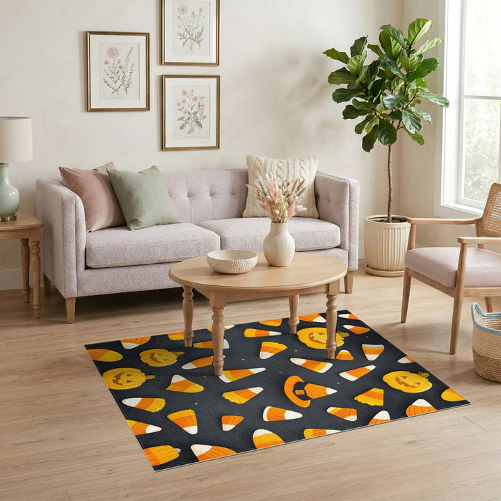 Halloween Pumpkin Candy Corn Kids Area Rug