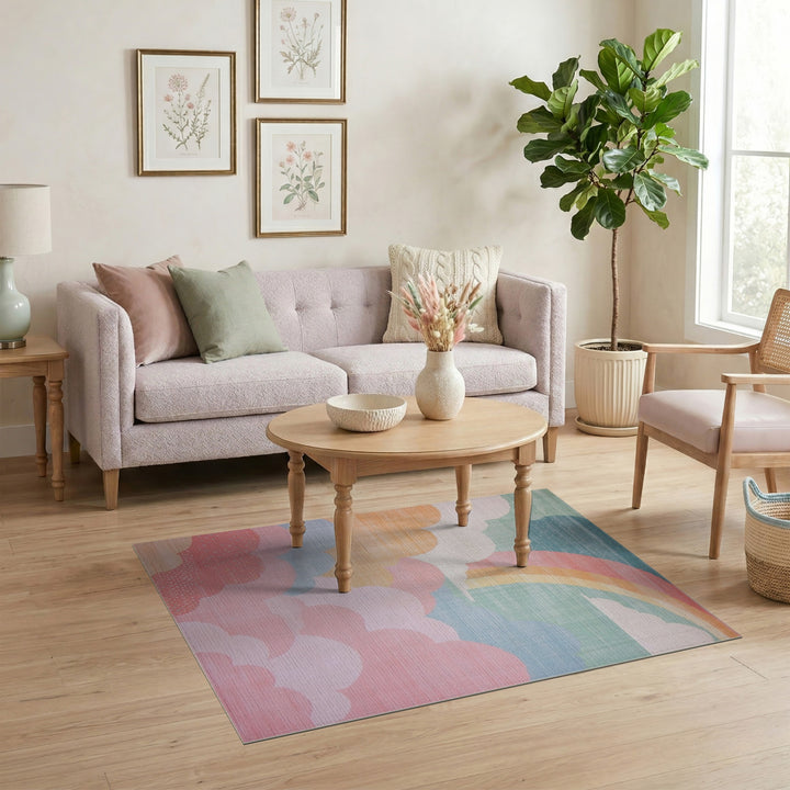 Multi-color and Patterns Rainbow Clouds Kids Area Rug