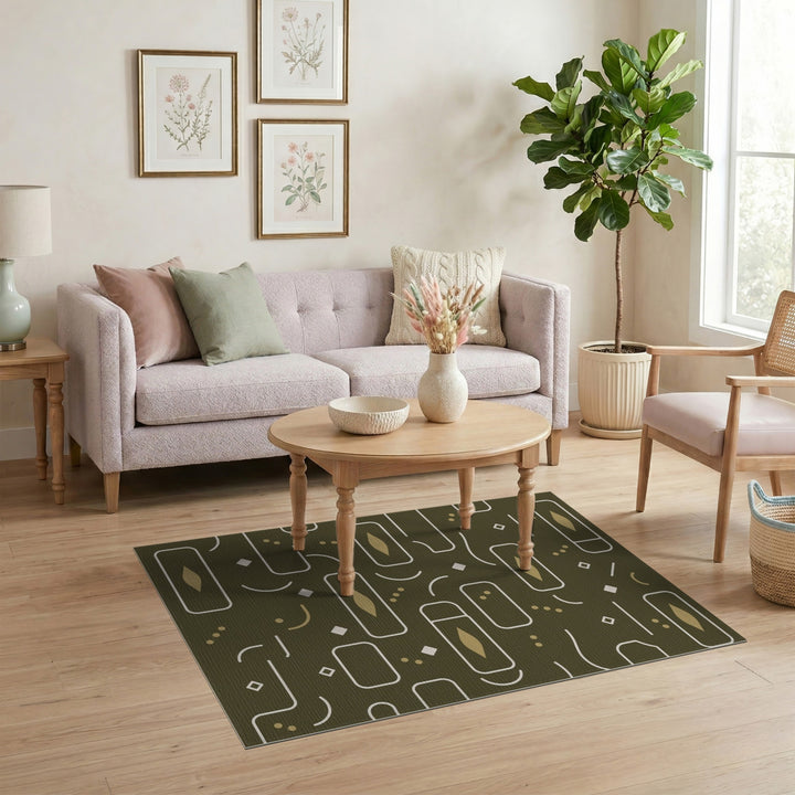 Green Geometric Modern Area Rug