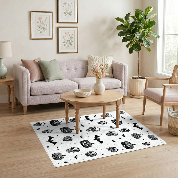 Halloween Skulls Pumpkins Bats Area Rug