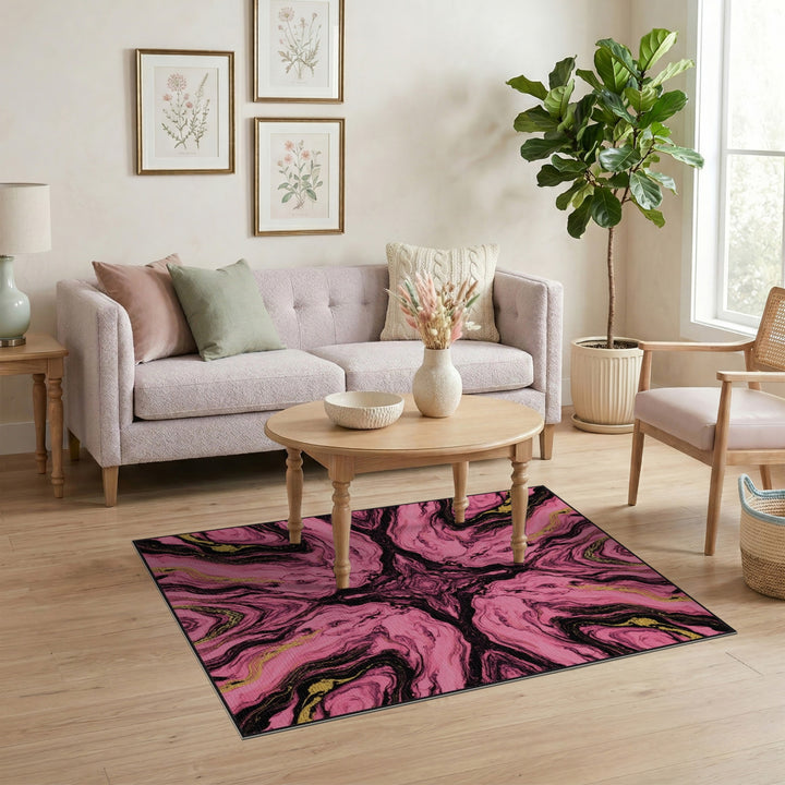Pink Abstract Area Pink Abstract Marble Area Rug