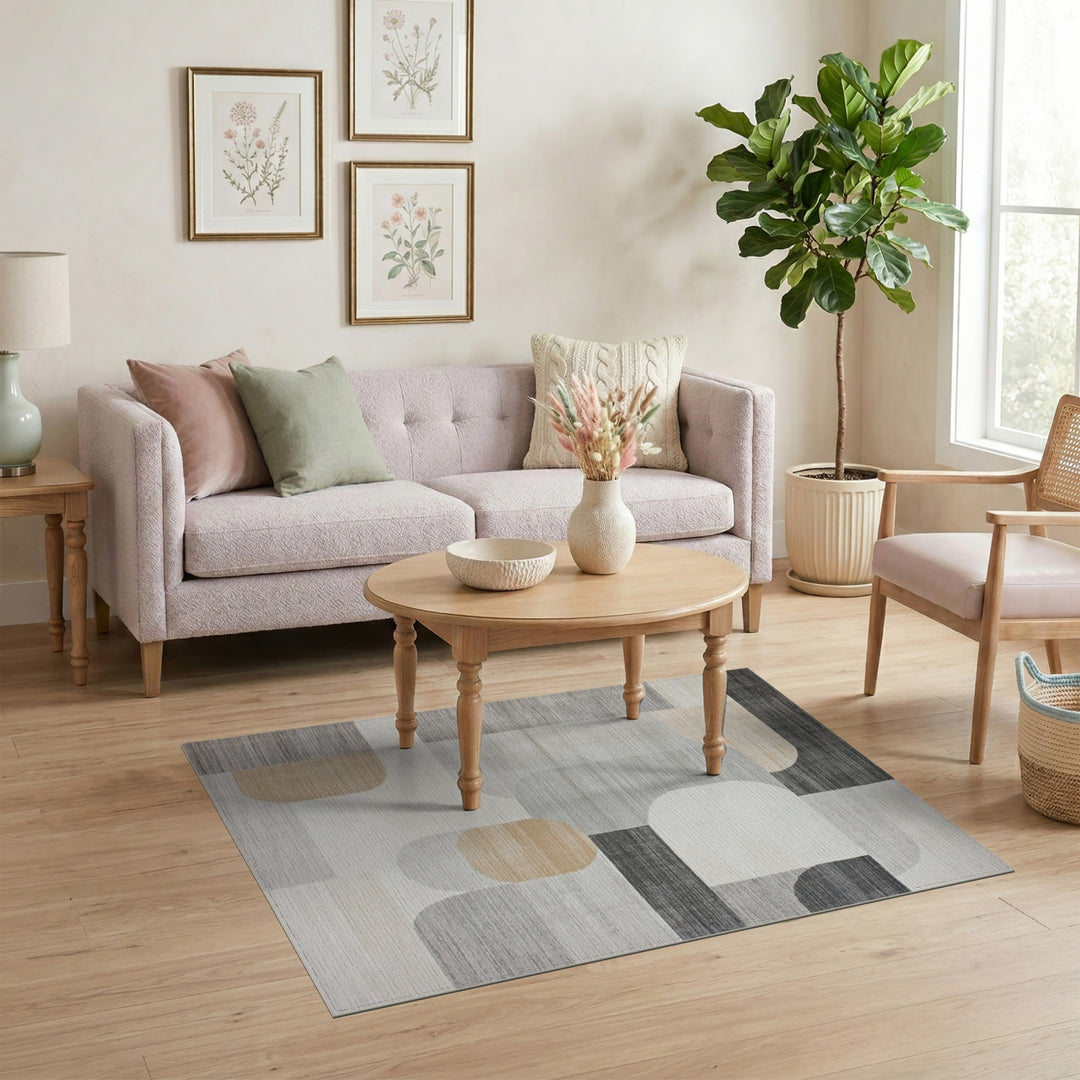 Modern Grey Geometric Area Rug