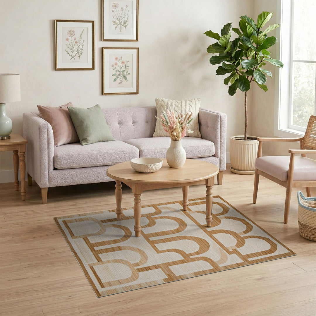 Brown Geometric Arch Area Rug