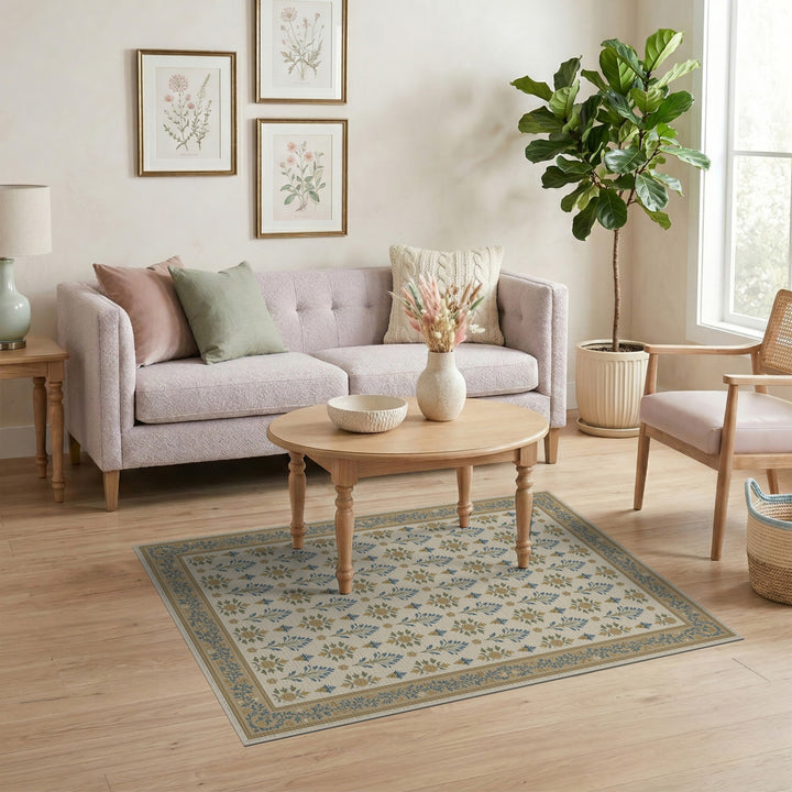 Blue Floral Vintage Area Rug