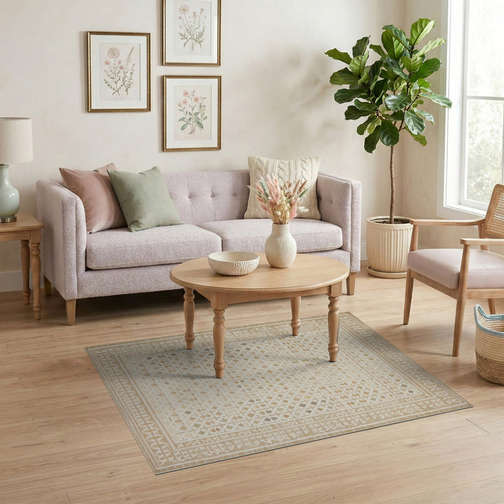 Beige Geometric Diamond Area Rug
