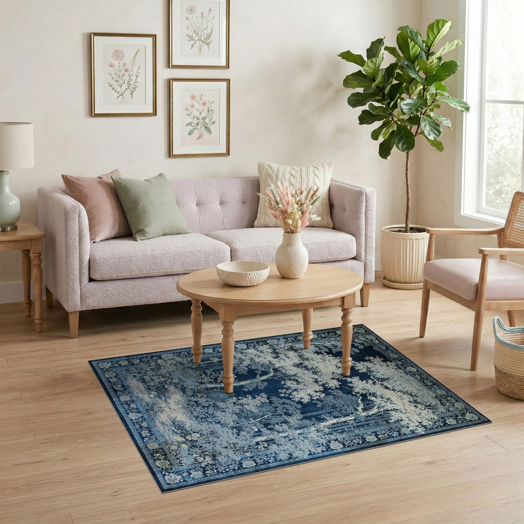 Blue Forest Toile Area Rug