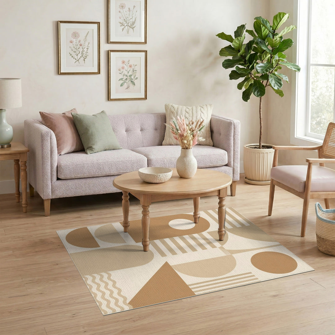 Geometric Modern Brown Tan Geometric Area Rug
