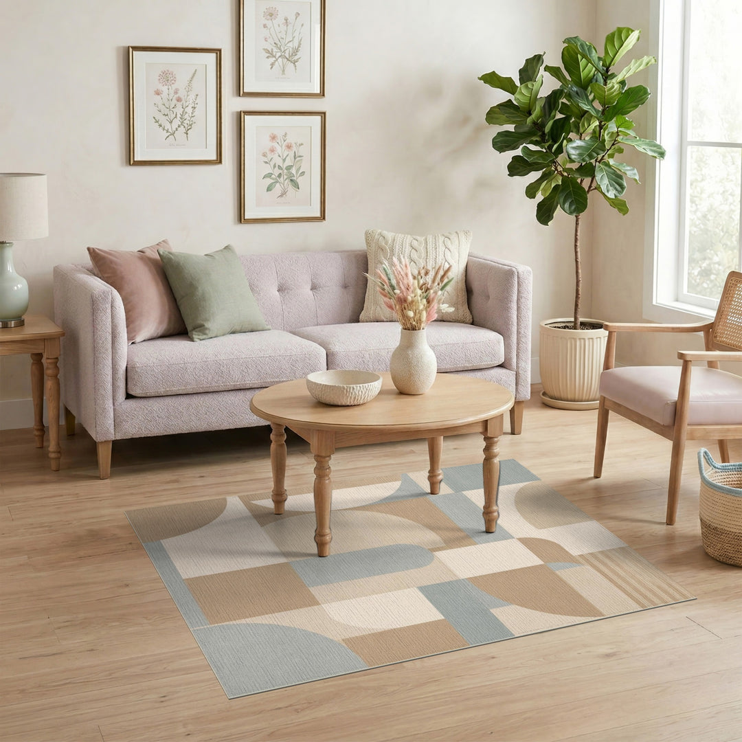Contemporary Beige Geometric Area Rug