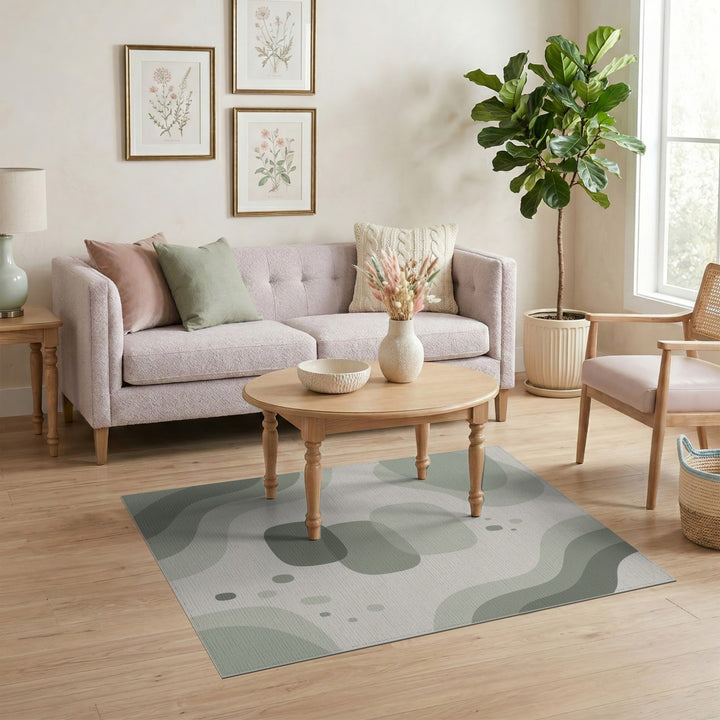 Sage Green Organic Abstract Area Rug