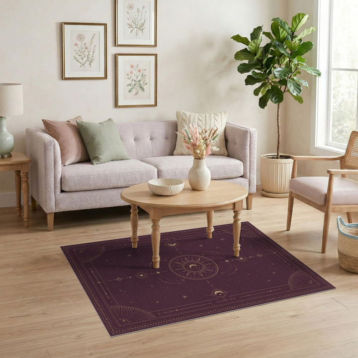 Purple Celestial Star Moon Area Rug