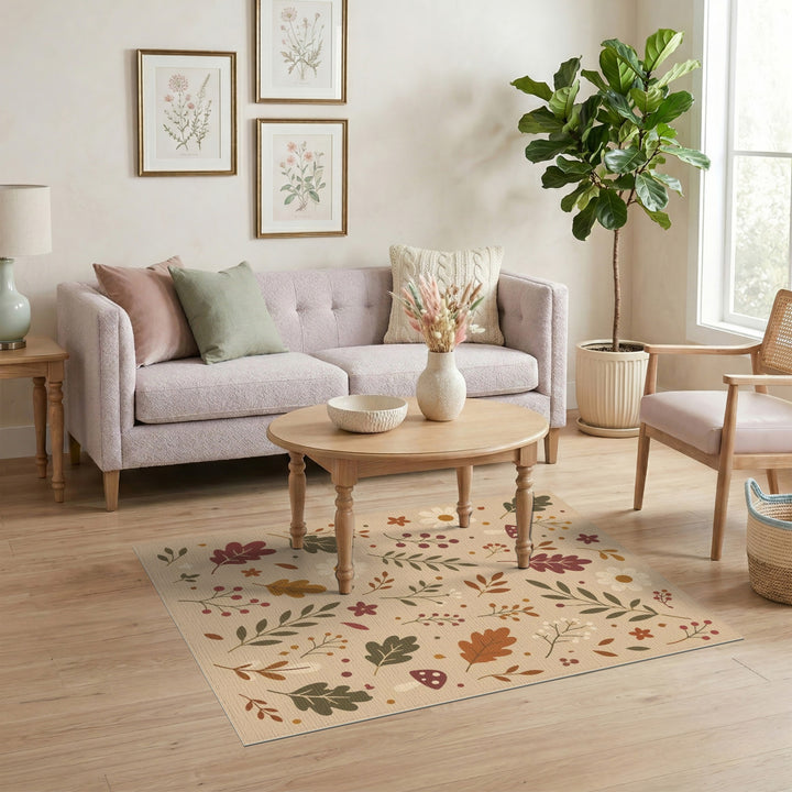 Autumn Oak Leaf Floral Area Rug