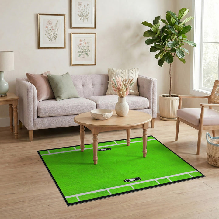 Green Geometric Court Area Rug