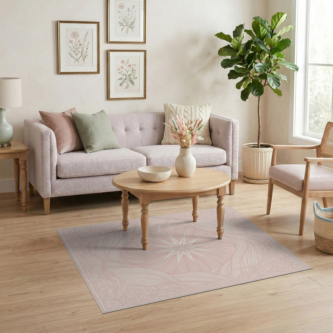 Pink Starburst Floral Vintage Area Rug