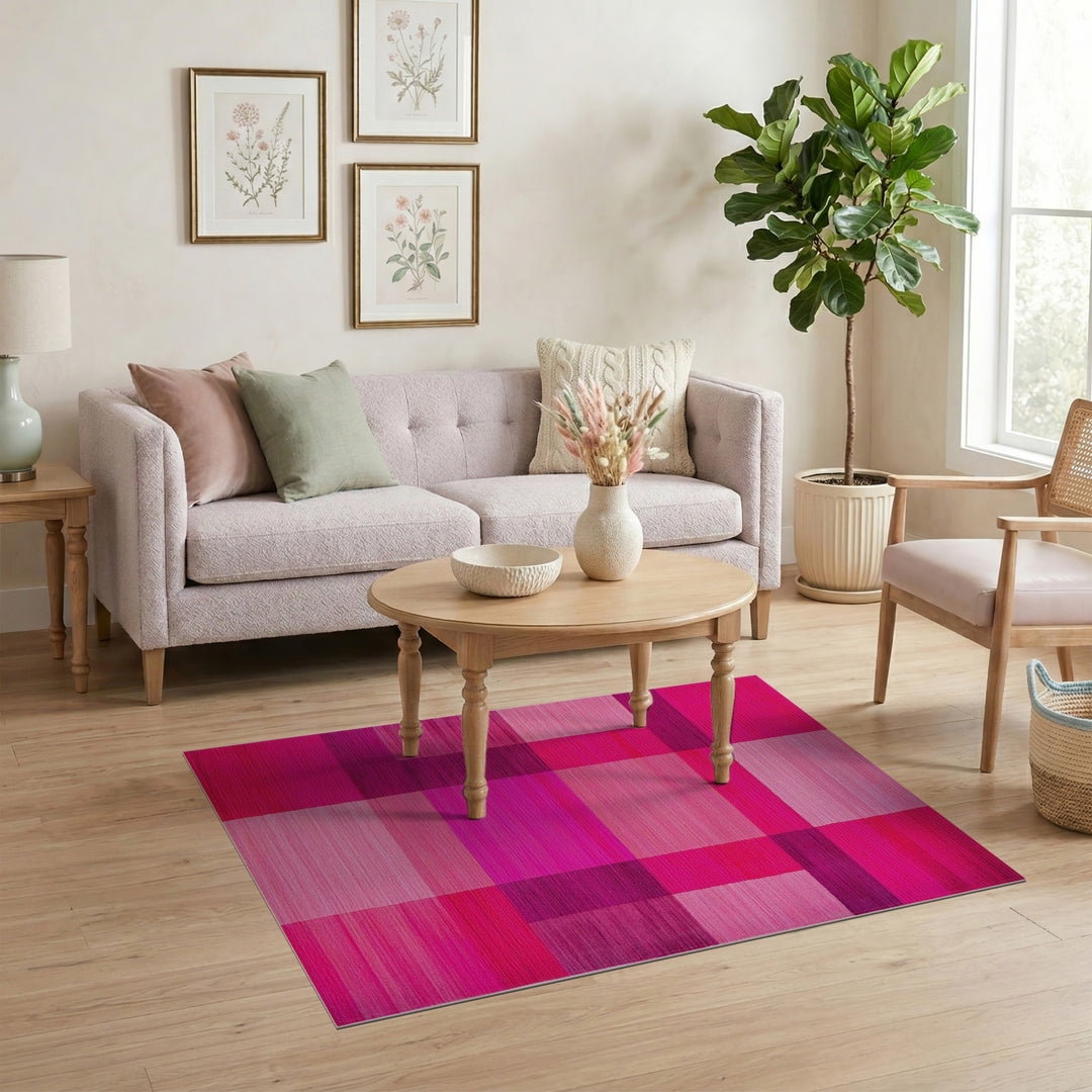 Geometric Modern Bold Pink Geometric Block Area Rug