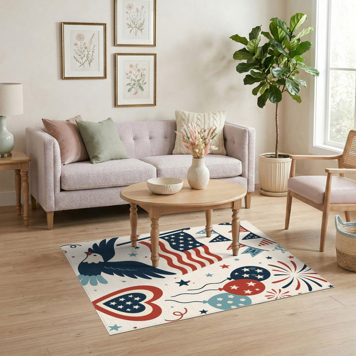 Patriotic Eagle American Flag Area Rug