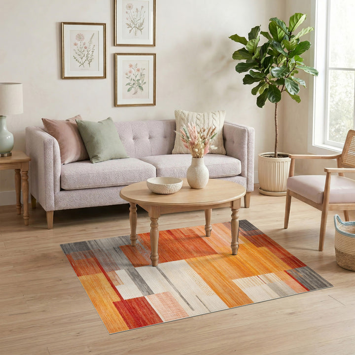 Abstract Area Orange Abstract Geometric Area Rug