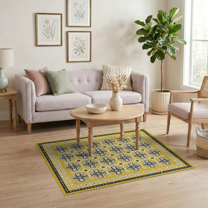 Yellow Geometric Modern Yellow Geometric Area Rug