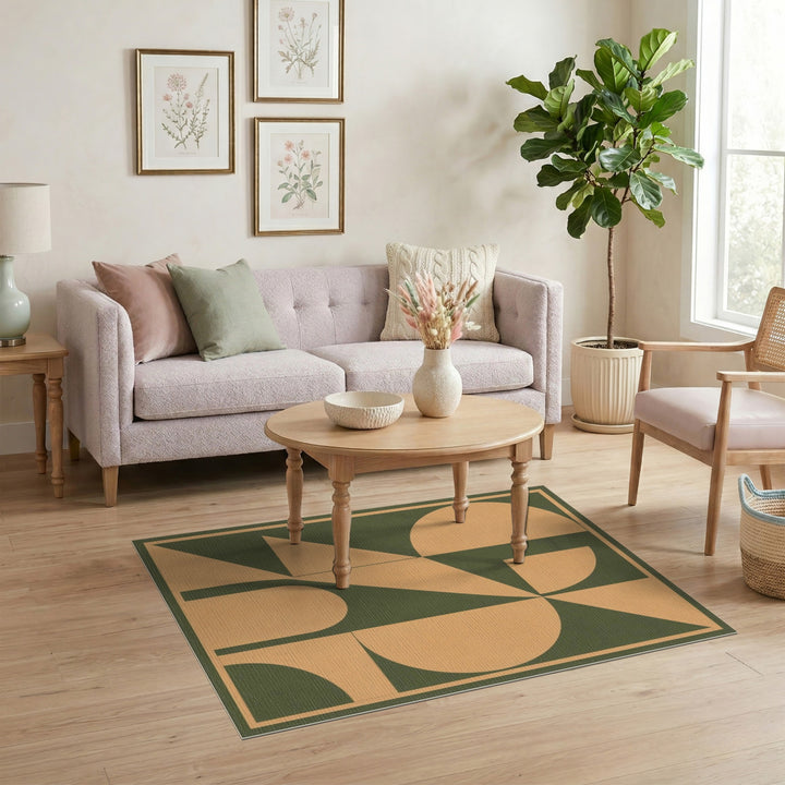 Geometric Green Area Rug