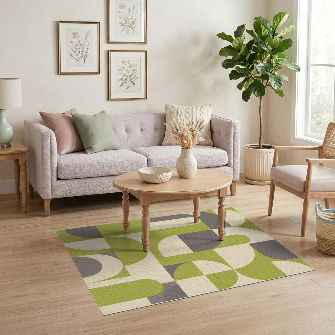 Green Geometric Arch Geometric Modern Area Rug