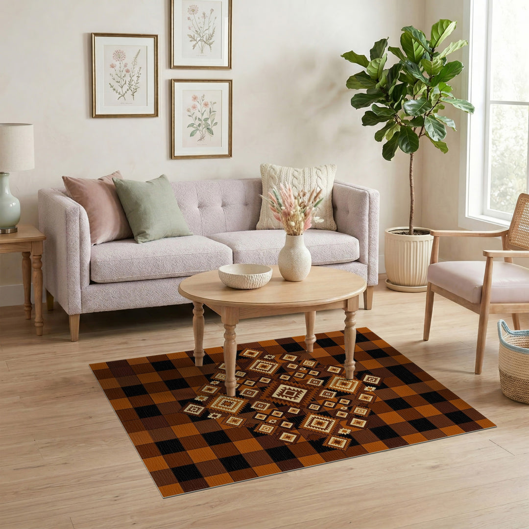 Southwestern Brown Geometric Southwestern Area Rug