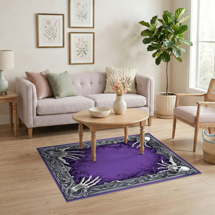 Purple Gothic Skull Skeleton Area Rug