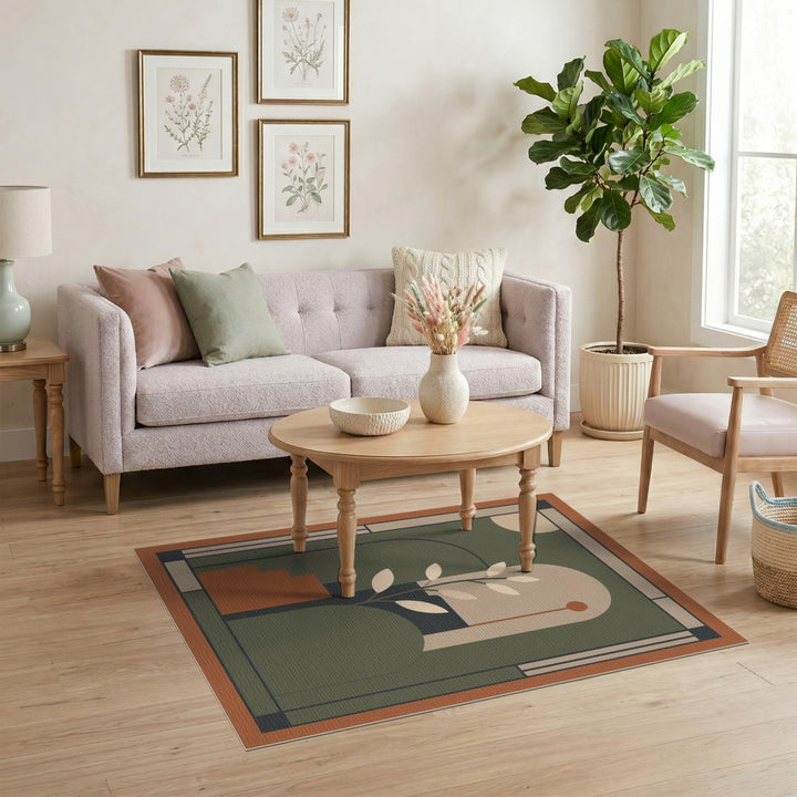 Green Geometric Arch Area Rug