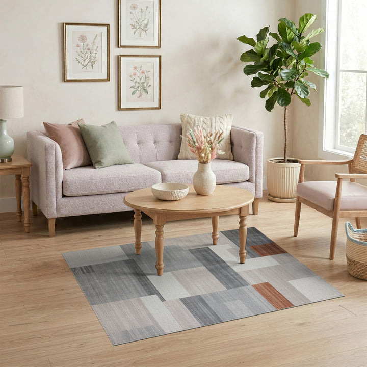 Grey Geometric Modern Area Rug