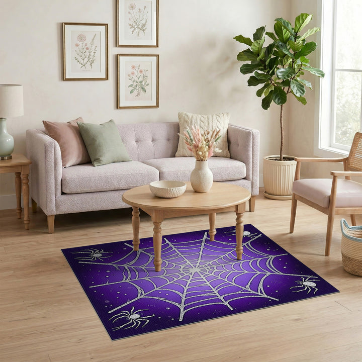 Geometric Modern Purple Spider Web Area Rug