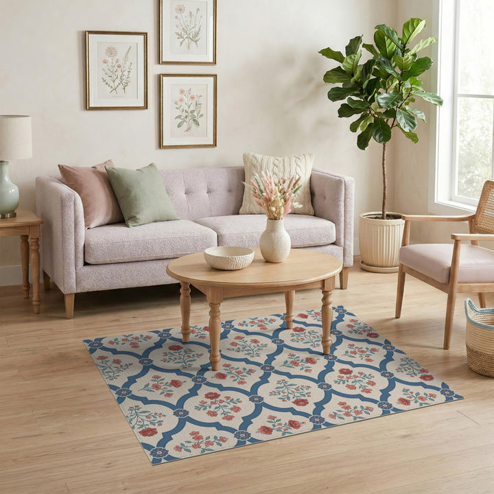 Blue Floral Vintage Area Rug