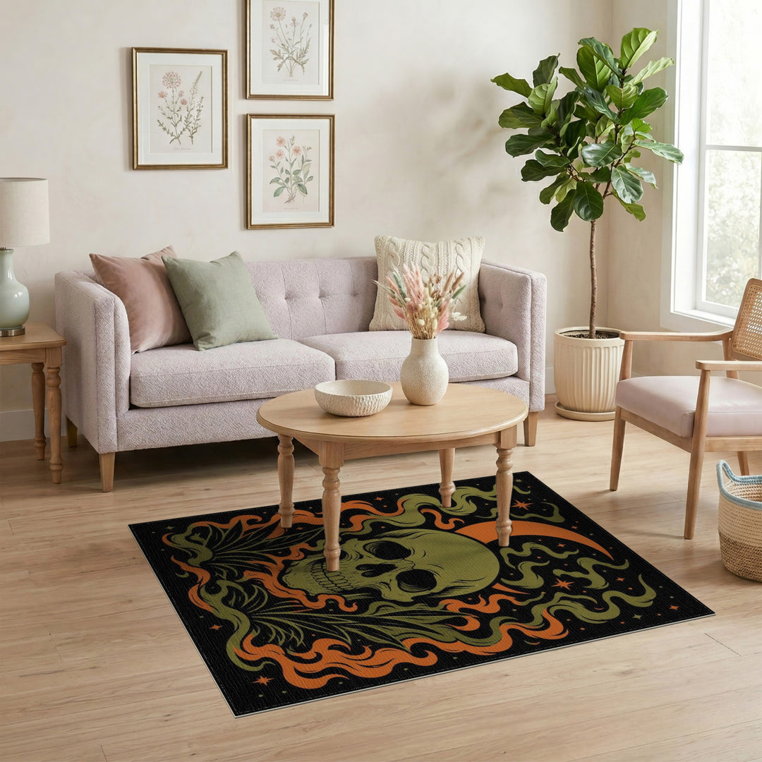 Mystic Skull Flame Area Rug